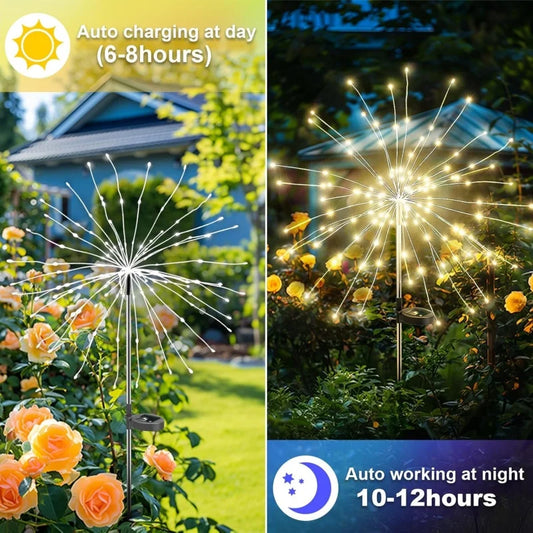 Solar Lights Outdoor Decorative Copper Wire 200 LED Firework