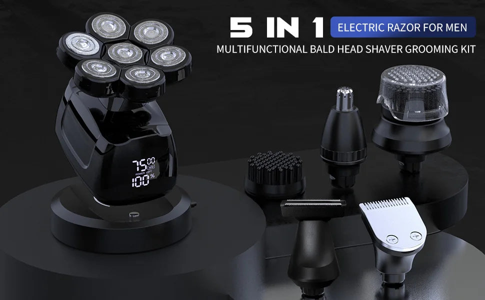Electric Shaver for Men 7D Magnetic Floating Wet/Dry Head Razor