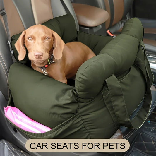 Dog Car Seat with Safety Belt - Non-Slip Pet Car Bed for Small Dogs,