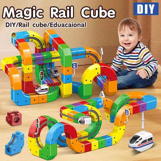 DIY Assembly Magic Track Train Building Block Multiple Shapes