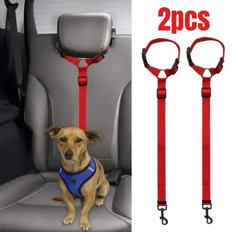 2-in-1 Nylon Pet Car Seat Belt Adjustable Safety Leash