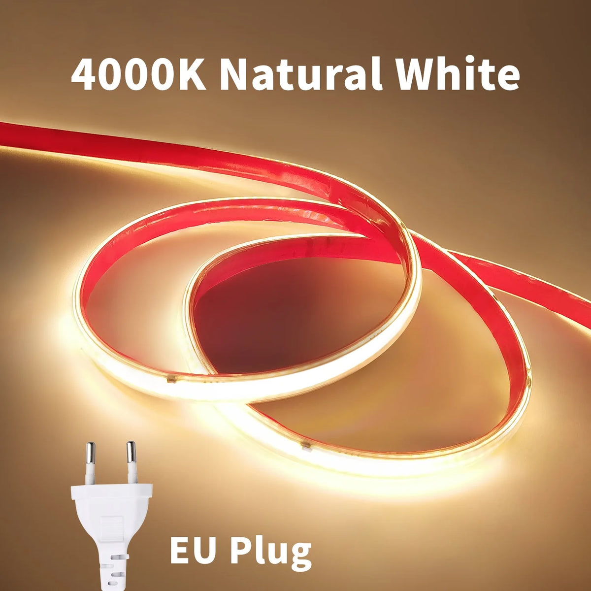 220V COB LED Strip Light 296 LEDs/m High Brightness