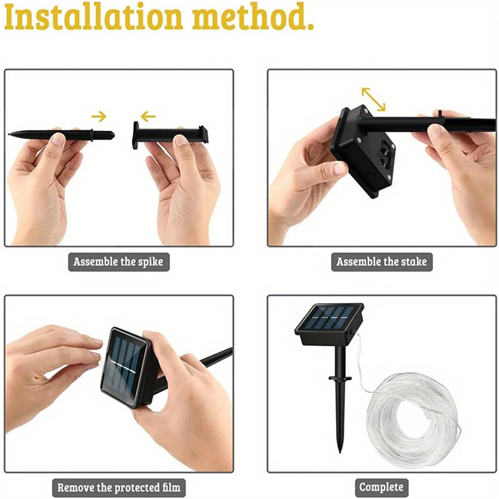 Solar Rope Lights Outdoor LED PVC Tube Fairy String Light