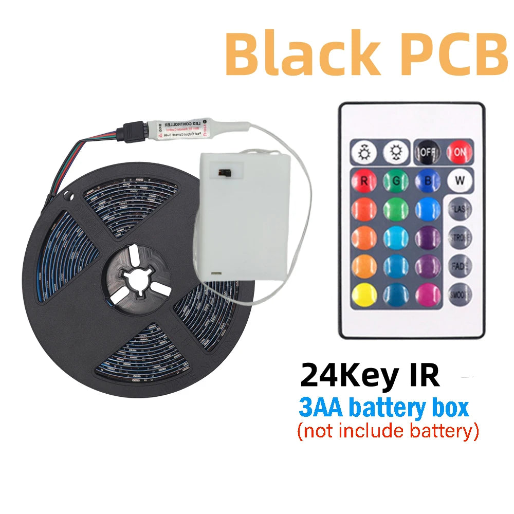 3AA Battery Power RGB Led Strip Light 5V 5050 TV Backlight