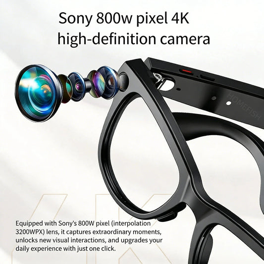HOMEFISH M02 AI Smart Glasses with 4K Camera Bluetooth
