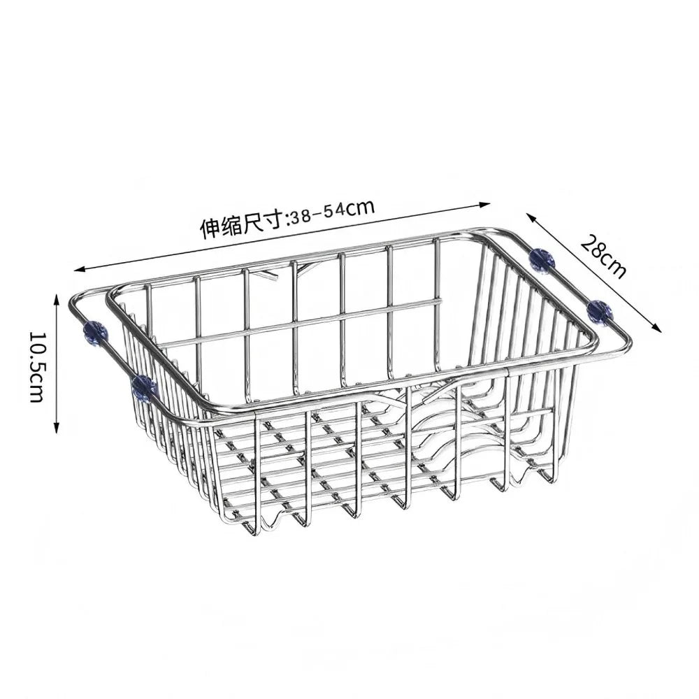 Stainless Steel Telescopic Sink Drain Rack Non-Slip Dish