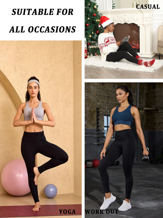 Womens Thermal Fleece Lined High Waisted Leggings