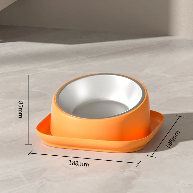 Tilted Cat Bowl Stainless Steel Neck Protection Anti Slip