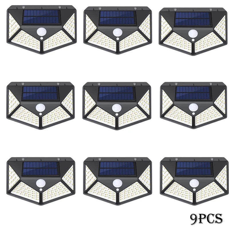 Solar Lights Outdoor 100 LED Wall Lamp Motion Sensor Lights
