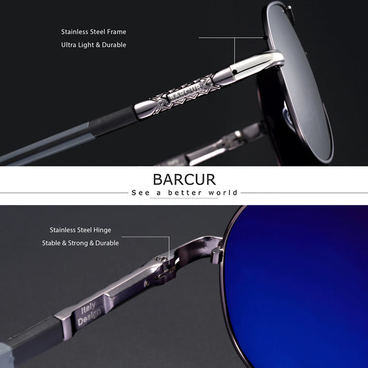 BARCUR Design Polarized Sunglasses for Men Women