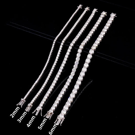 100% Real Moissanite Tennis Bracelet 925 Sterling Silver Plated