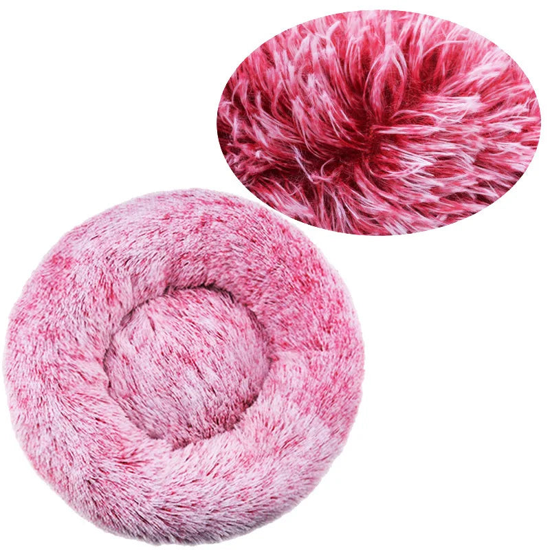 Round Pet Bed for Large Donut Long Plush Bed