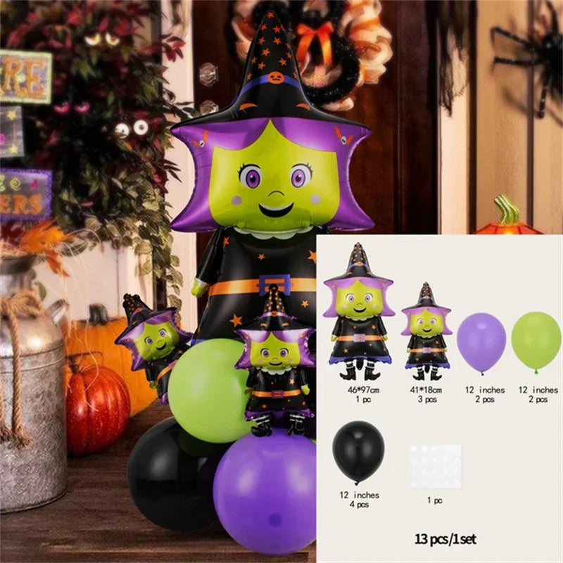 12/13pcs Happy Halloween Balloon Set With Black Orange Latex Globos Ghost Bat Pumpkin