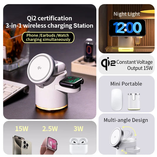 3-in-1 Fast Charging Station Stand Folding Holder