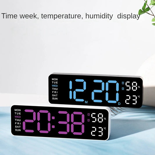 Large Digital Wall Clock Temperature and Humidity