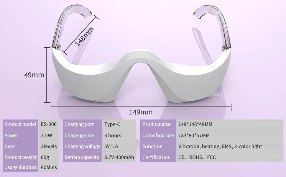 3 in 1 LED Photon Under Eye Device Massager Glasses