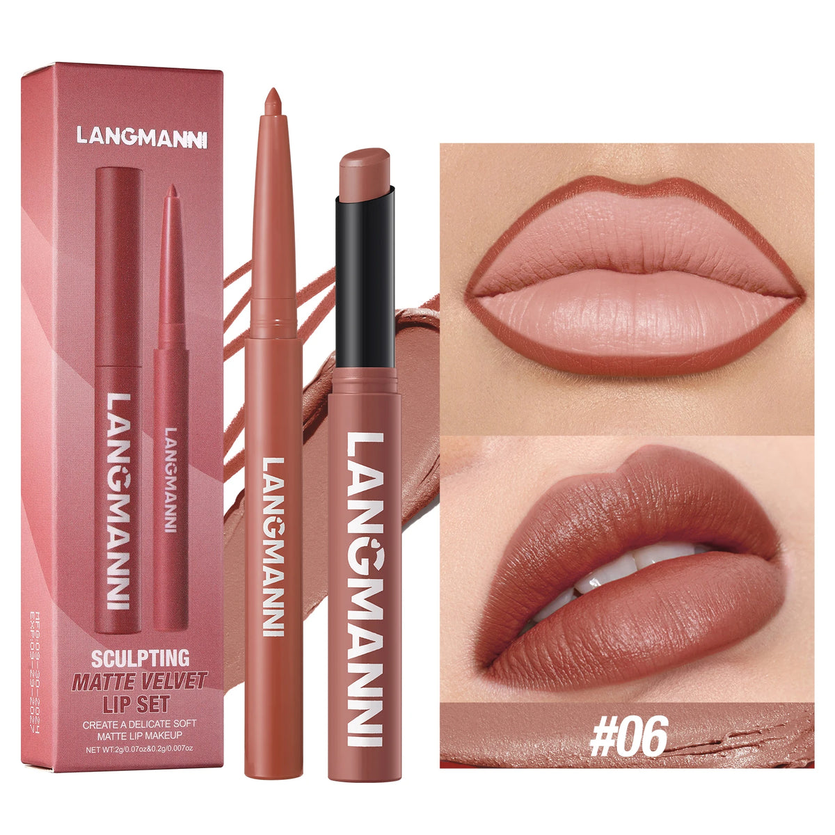 Integrated waterproof lipliner lipstick set