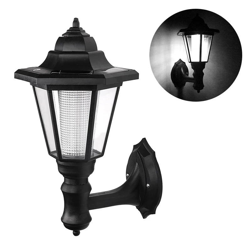 Retro Solar Wall Lights Outdoor Hexagonal Lamp