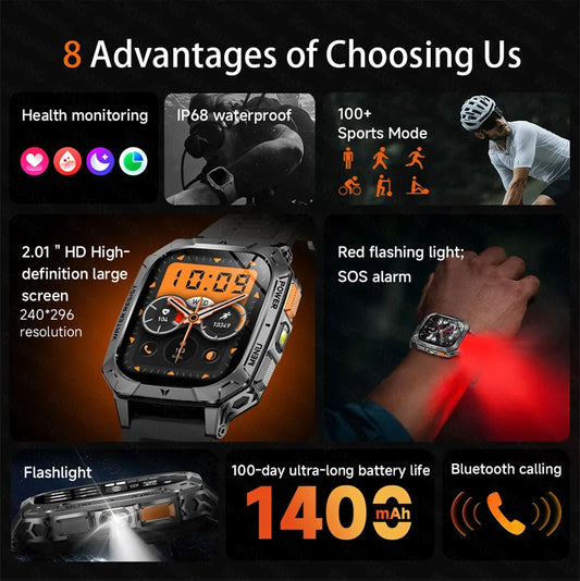 1400mAh Super Battery Durable Adult Smart Watch 2.01 inch