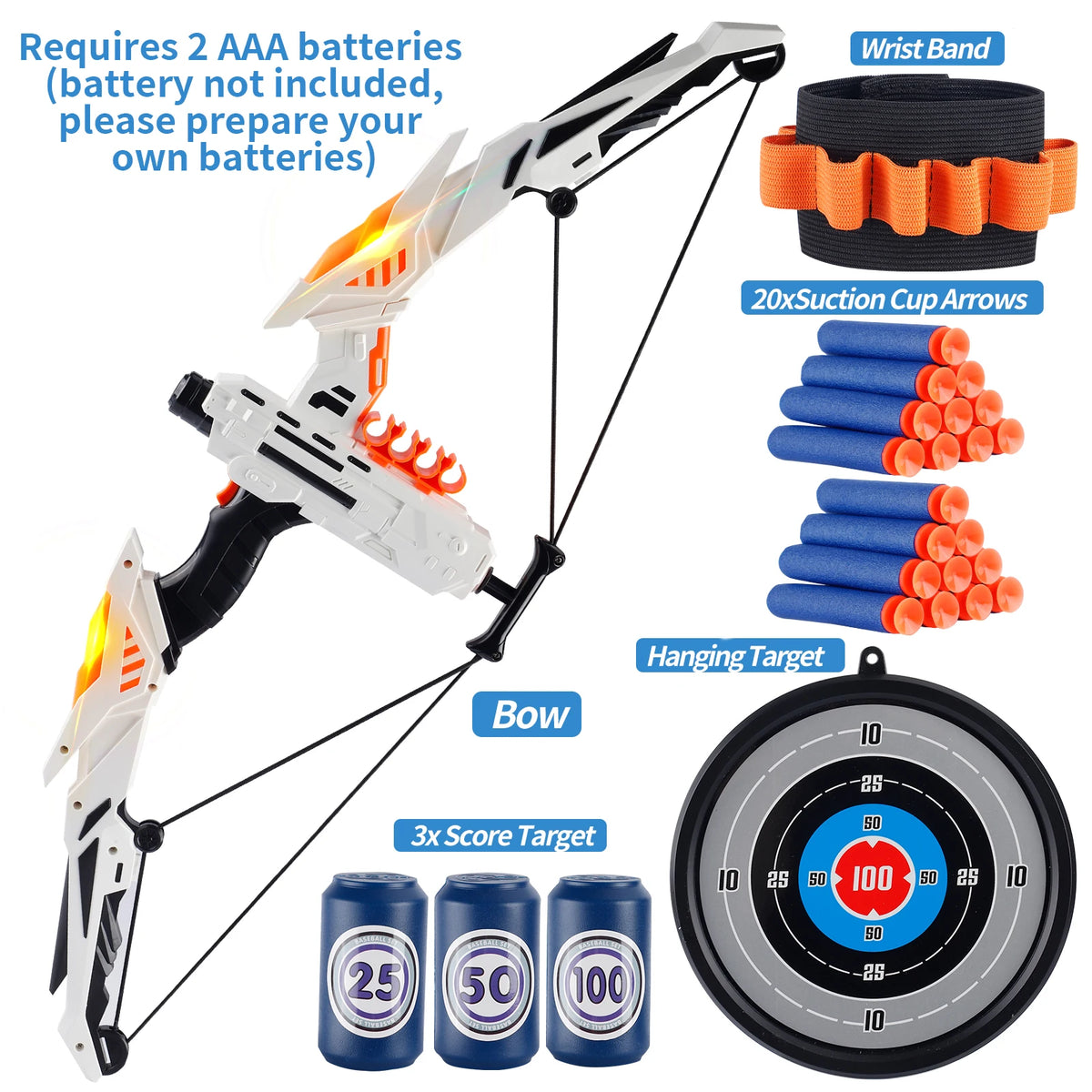 Kids Soft Dart Archery Set with LED Lights Sports