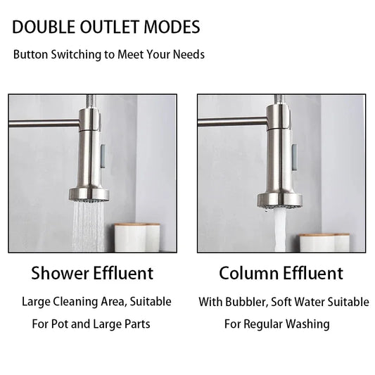 Spring Style Kitchen Faucet Brushed Nickel Faucet Pull Out