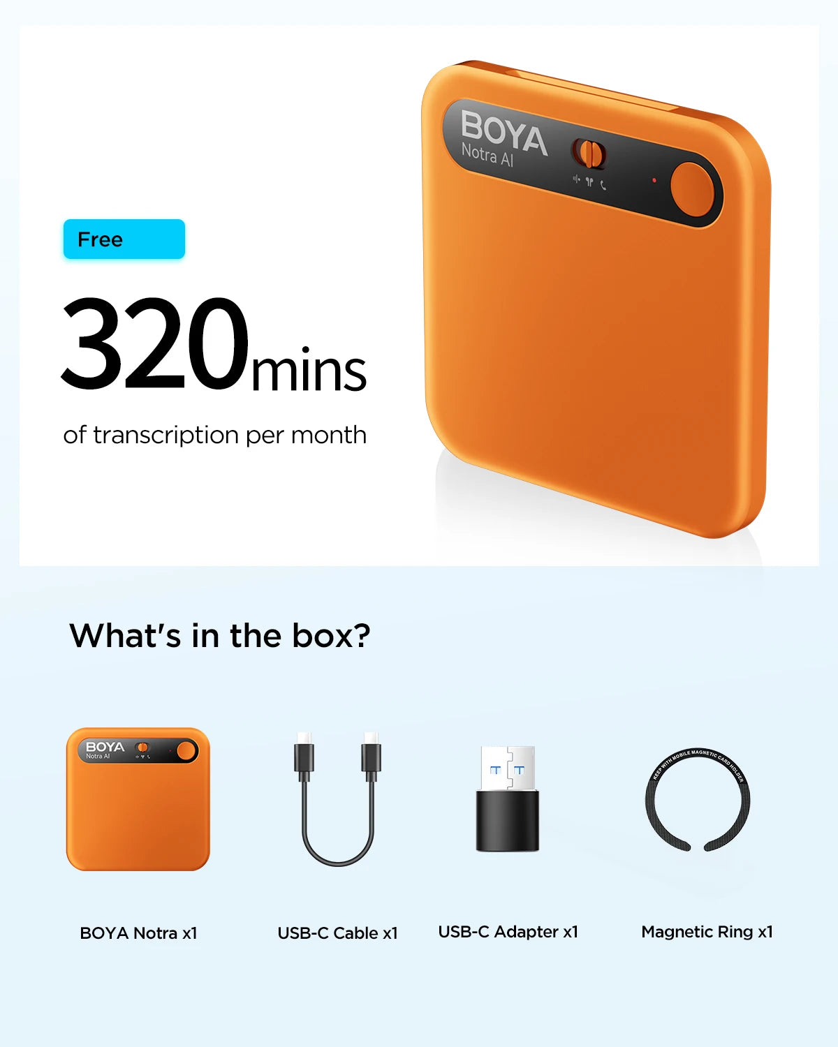 BOYA Notra AI Recording - Smart Voice Activated Recorder