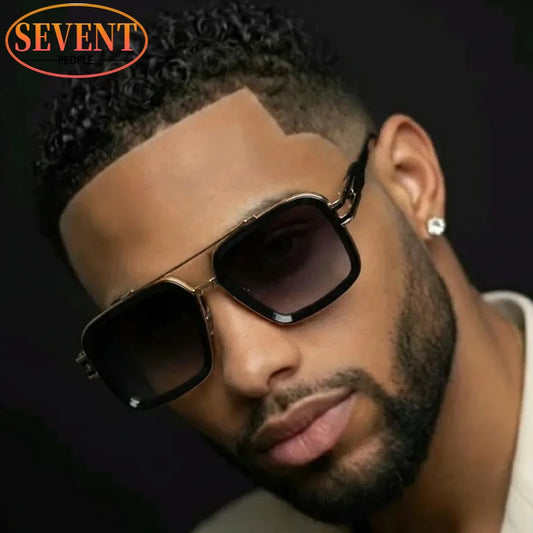 Oversized Steampunk Square Sunglasses Men Big Luxury Brand