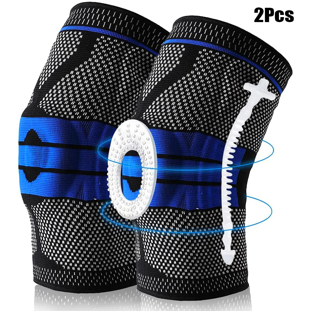 Silicone Padded Knee Pads Supports Brace Basketball Fitness