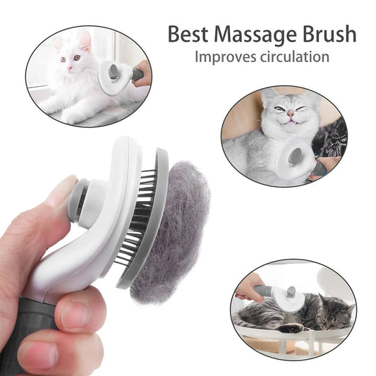 Dog Brush Cat Comb Pet Self Cleaning Hair Remover Brush
