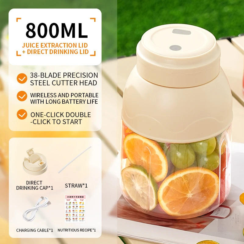 Electric Fruit Juicer, Portable Rechargeable Blender