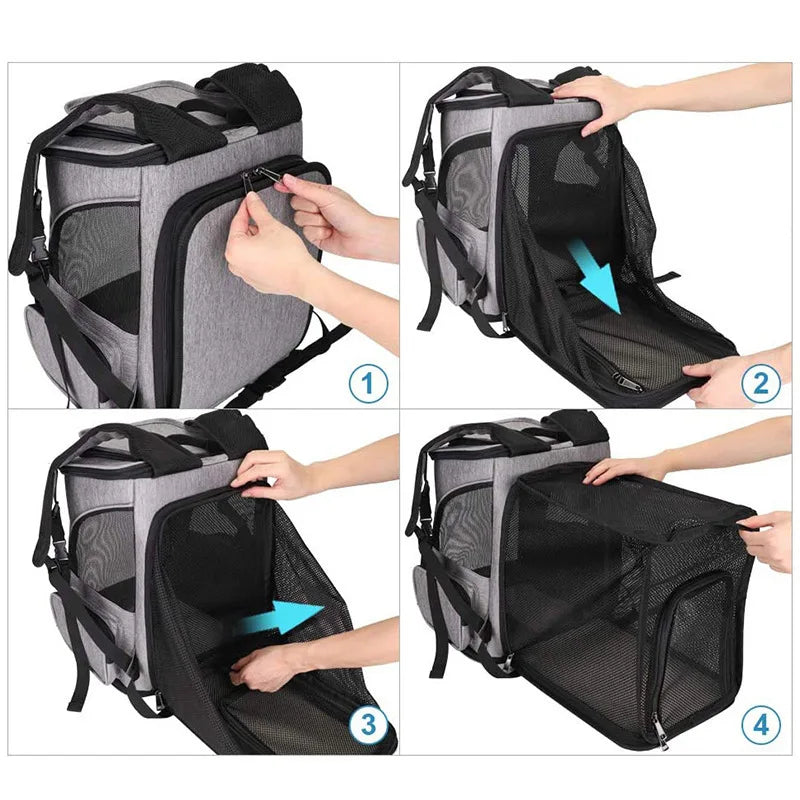 Breathable Pet Cat Carrier Backpack Foldable Pet Carrier Transport
