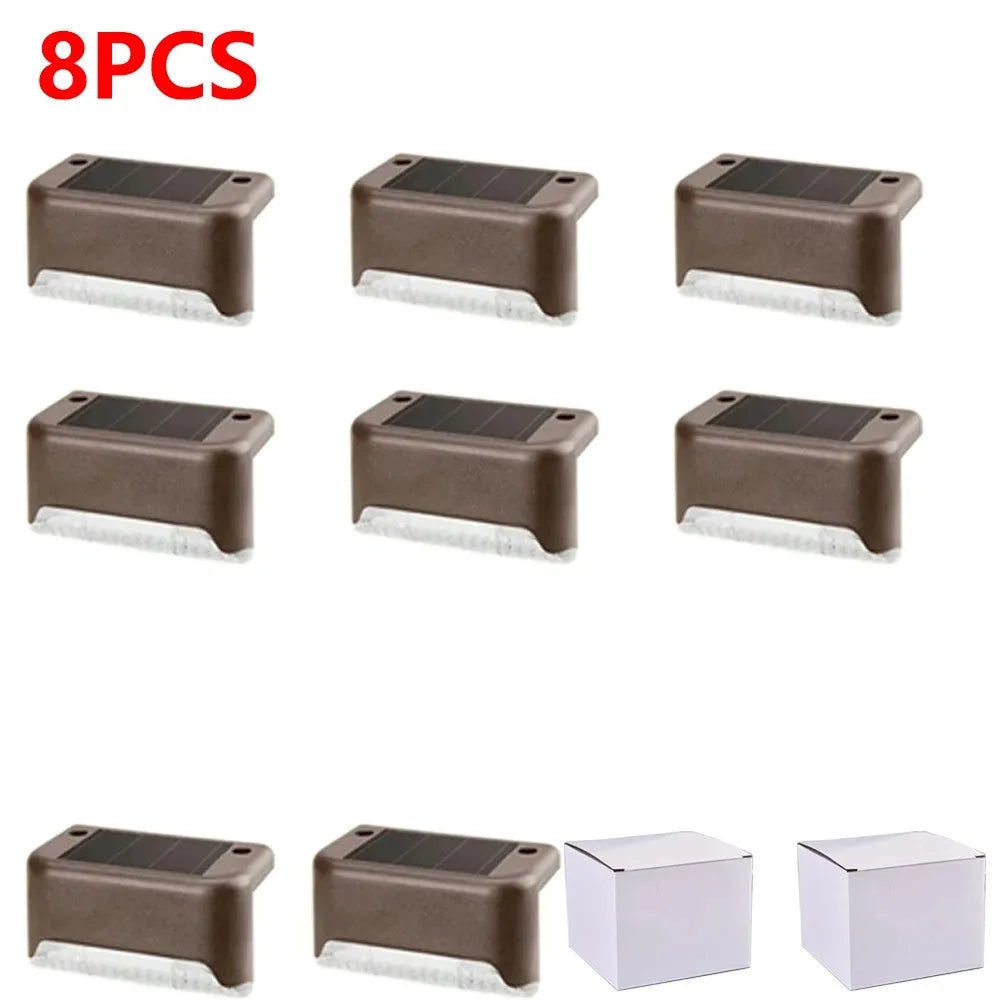 Warm White Solar LED Step Lights Waterproof Outdoor