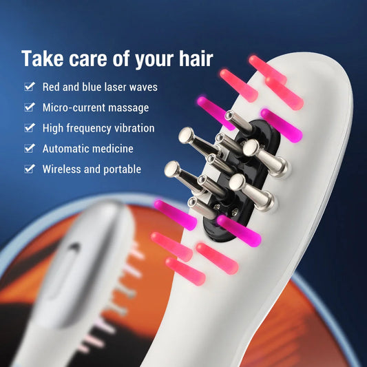 Electric EMS Scalp Massager Comb LED Light Hair Growth