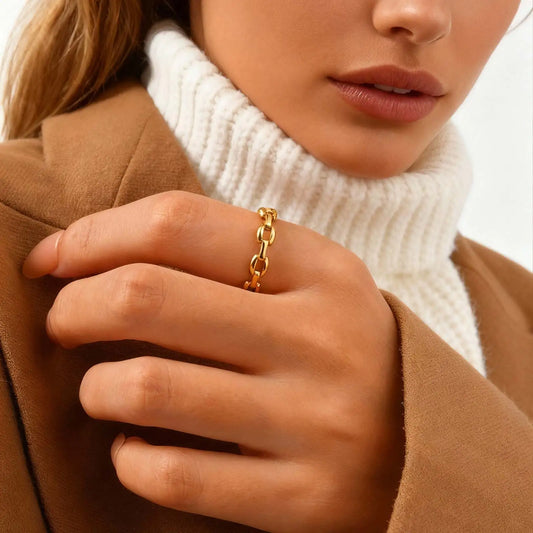 Simple Strap Chain Ring for Women Minimalist Jewelry