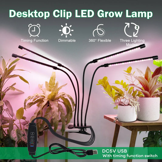 Clip-On LED Grow Light with Gooseneck