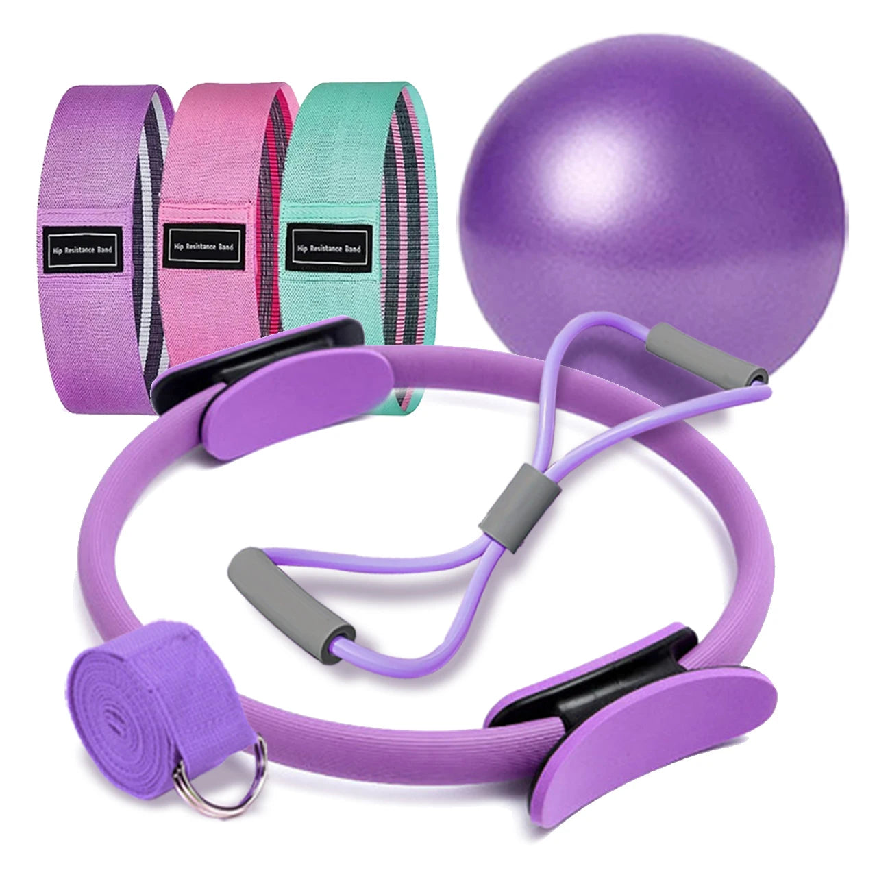 Pilates Basic Set Fitness Ball Elastic Stretch Belt