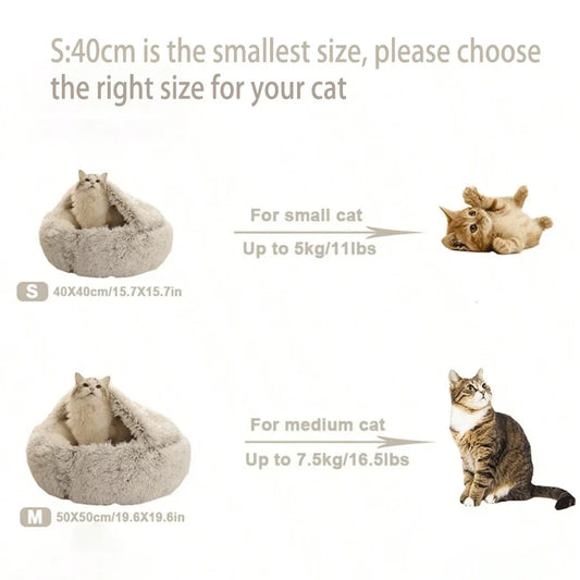 Soft Plush Pet Bed with Cover Round Cat Bed Mattress