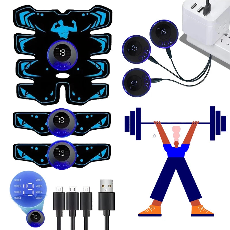 USB Rechargeable EMS Muscle Stimulator ABS Arm 3 IN 1 Trainer