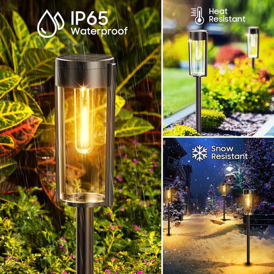 Solar Pathway Warm Lights Outdoor Waterproof Garden Decor