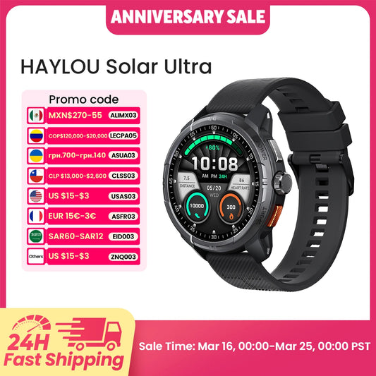 HAYLOU Solar Ultra GPS Smartwatch 1.6” AMOLED Display