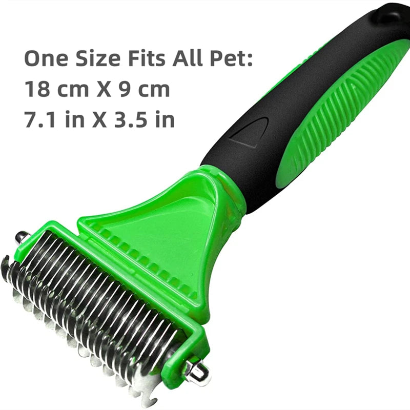 Pets Stainless Steel Grooming Brush Two-Sided Shedding and Dematting Undercoat