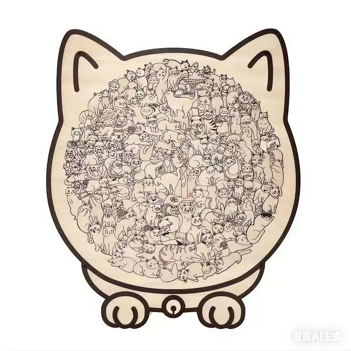 Colored Cat Shaped Wooden Jigsaw Puzzle, Cats Shaped