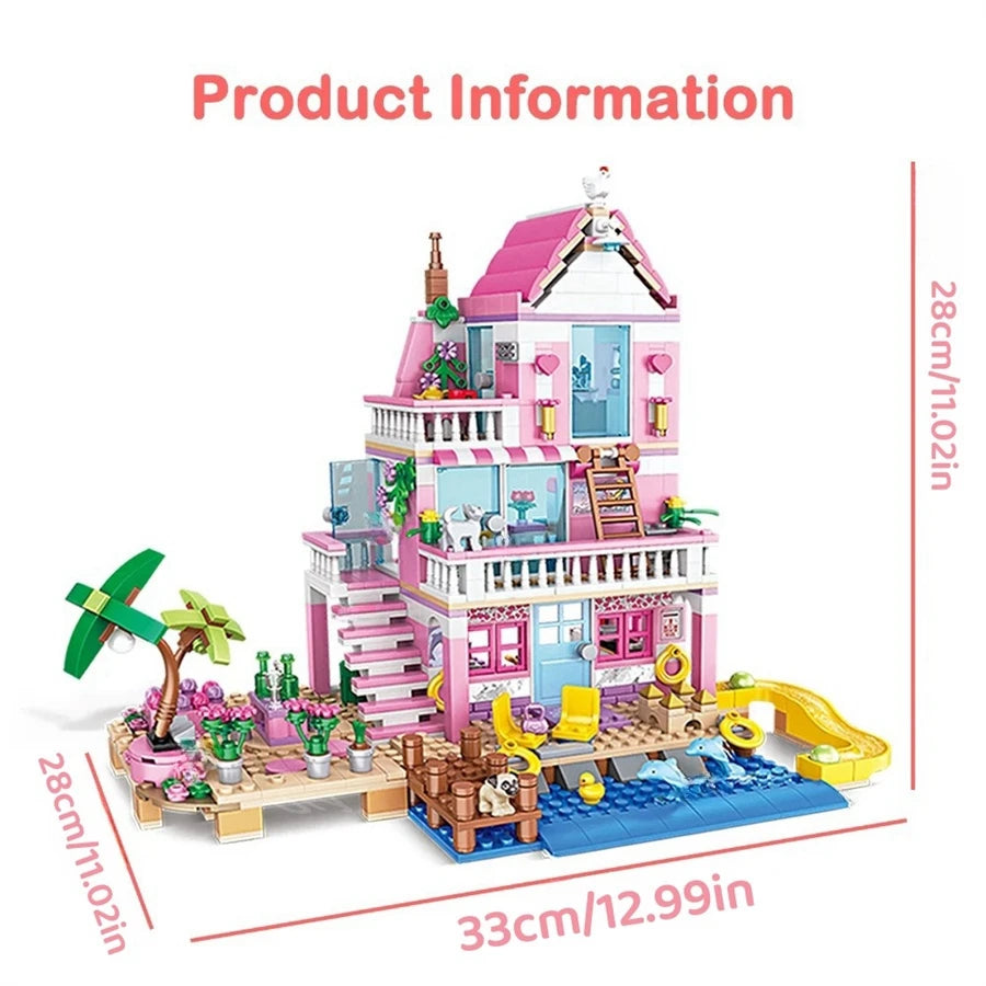 Summer Holiday City House Seaside Villa Building Blocks