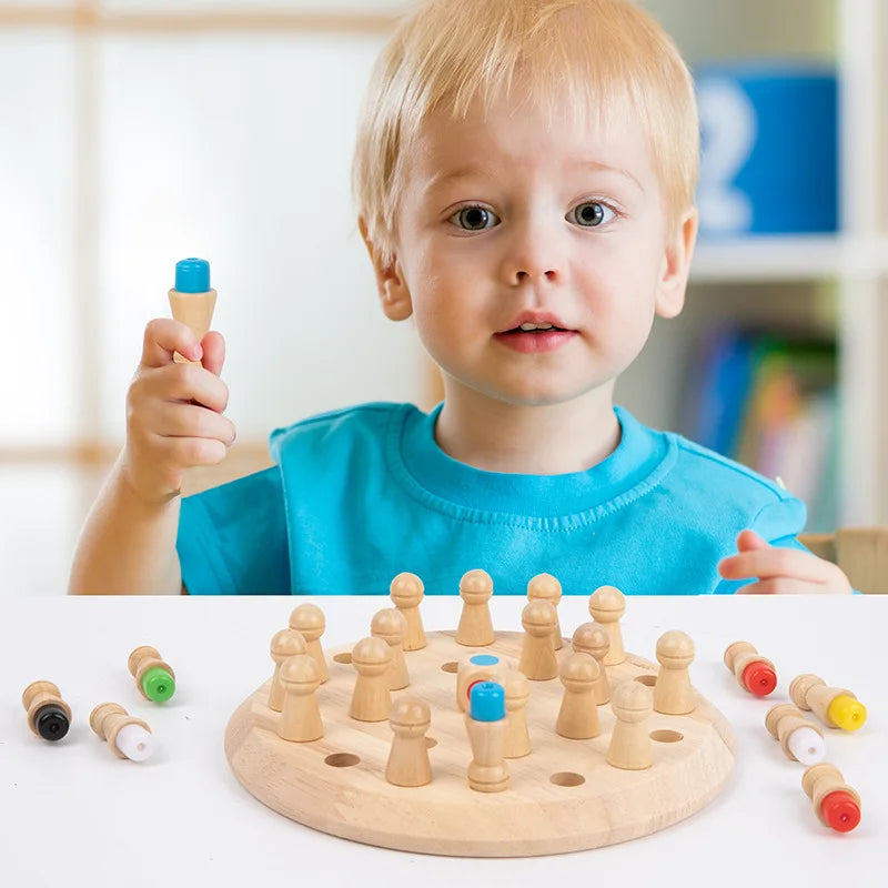 Wooden Memory Match Stick Chess Color Game Board Puzzles