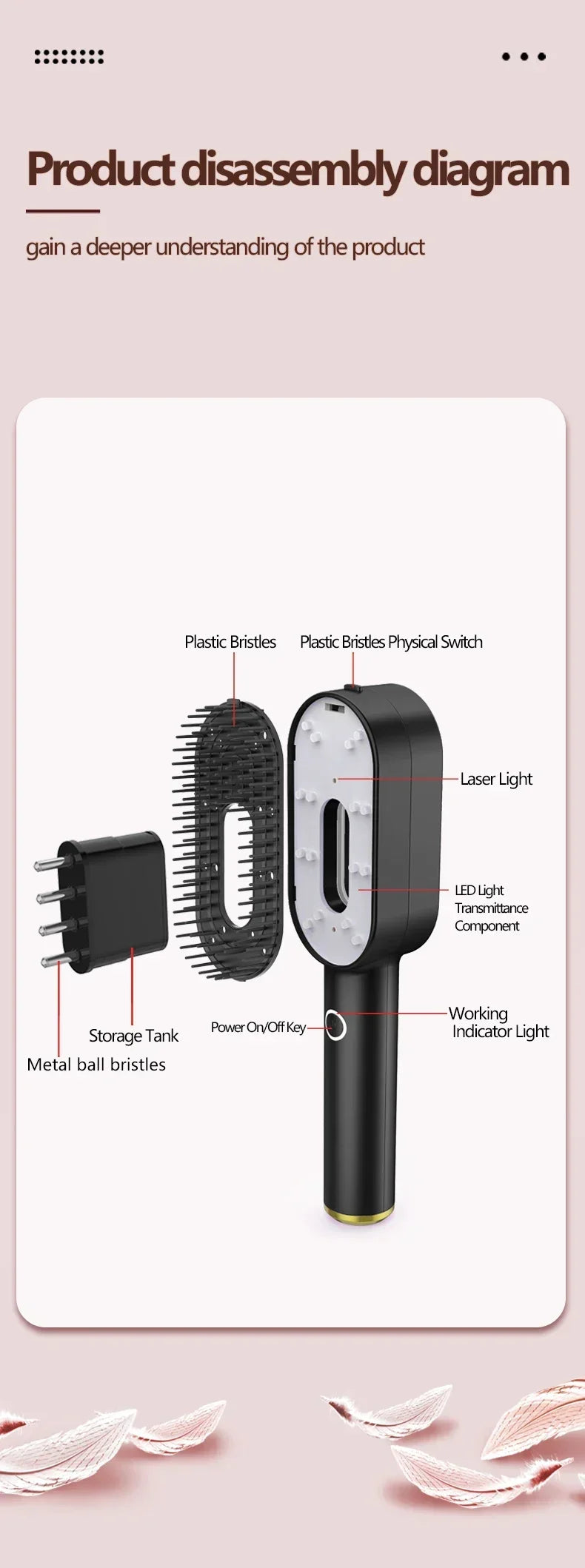 3 in 1 LED Red Blue Light Therapy Hair Growth Comb