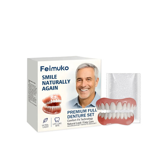 Dentures Full Set Natural Upper Lower Braces Silicone Denture Set