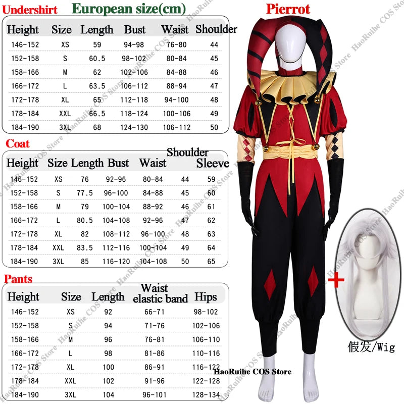 Hot The Freak Circus Pierrot Jester Harlequin Cosplay