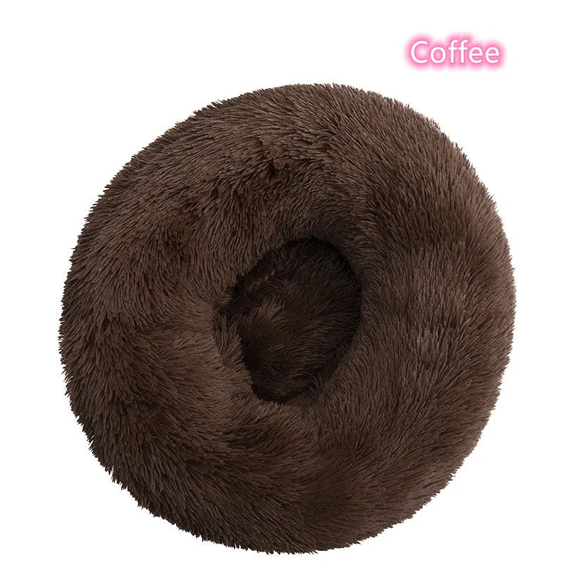 Super Soft Pet Bed Plush Full Size Washable Calm Bed Donut