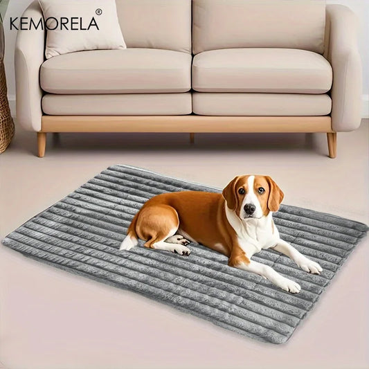 Extra Large Dog Bed Mat Soft Non-Slip Striped Plush