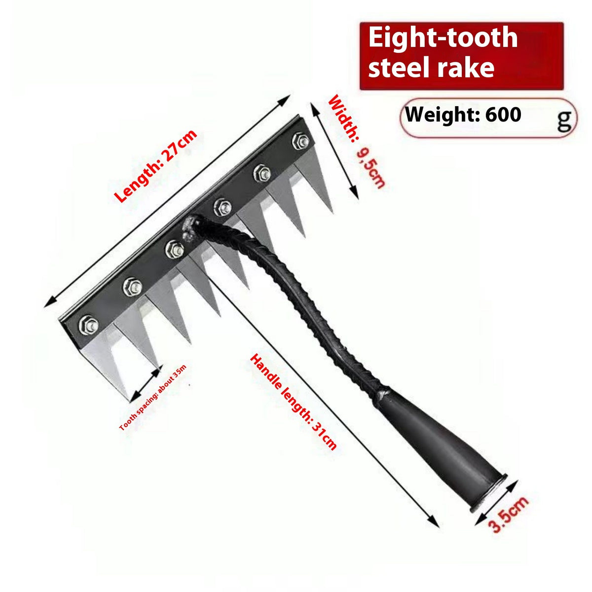 Thickened Weeding And Soil Turning Toothed Rake